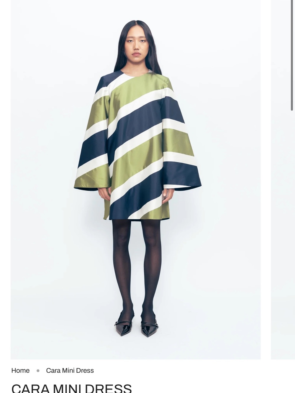Striped A-Line Mini Dress in Olive, Navy & White